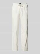 Regular fit linnen broek met elastische band, model 'barton'