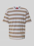T-shirt met geribde ronde hals, model 'Dockoe'