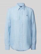 Classic fit overhemdblouse van linnen met logostitching