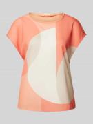 T-shirt met geribde ronde hals, model 'Saloma'