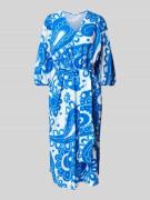 Midi-jurk van een mix van katoen en linnen