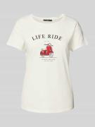 T-shirt met statement- en motiefprint