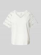 Regular fit T-shirt met broderie anglaise, model 'BLASY'