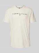 Regular fit T-shirt van puur katoen met labelstitching