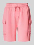Relaxed fit sweatshorts met cargozakken