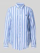 Classic fit overhemdblouse van linnen met logostitching