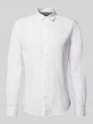 Slim fit linnen overhemd met kentkraag, model 'CAIDEN'