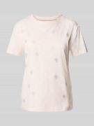 T-shirt met geribde ronde hals, model 'CHRYSANTA'