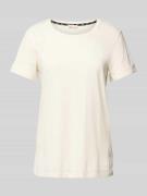 T-shirt met geribde ronde hals