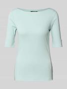 T-shirt met geribde boothals, model 'JUDY'