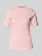 T-shirt met geribde opstaande kraag