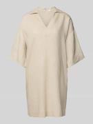 Knielange linnen jurk met V-hals