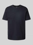 T-shirt met geribde ronde hals, model 'Fisher'