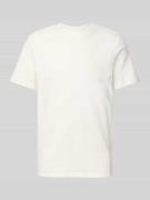 T-shirt met geribde ronde hals