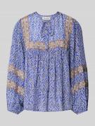 Relaxed-fit blouse van viscose met vetersluiting, model 'Teel'