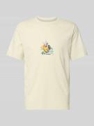 T-shirt met geribde ronde hals, model 'VARENNA'