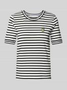 T-shirt met motiefstitching en ronde hals