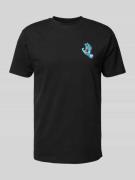 T-shirt met geribde ronde hals
