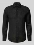 Slim fit linnen overhemd met haaikraag