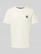 T-shirt met structuurmotief en ronde hals