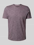 T-shirt met geribde ronde hals