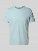 T-shirt met geribde ronde hals