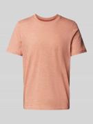 T-shirt met geribde ronde hals