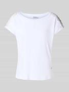 T-shirt met geribde ronde hals