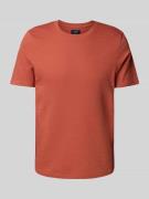 T-shirt met geribde ronde hals