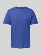 T-shirt met geribde ronde hals