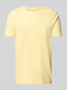 T-shirt met geribde ronde hals