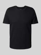 T-shirt met geribde ronde hals