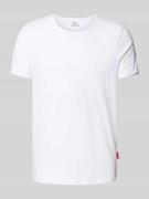 T-shirt met geribde ronde hals, model 'Caspian'