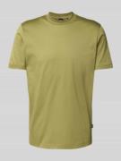 T-shirt met geribde ronde hals, model 'Tessler'