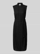 Overhemdjurk van een mix van linnen en viscose met strikceintuur