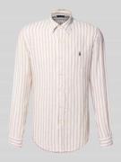 Custom fit linnen overhemd met button-downkraag