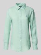 Linnen blouse met labelstitching