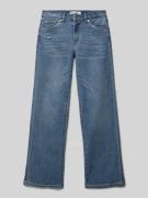 Wide leg jeans in destroyed-look