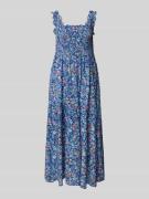 Midi-jurk van viscose met smokdetails