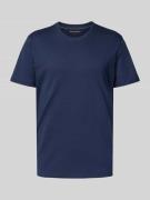 T-shirt met geribde ronde hals