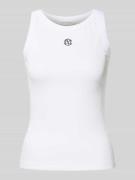 Tanktop in riblook met labelstitching, model 'Gubbe'