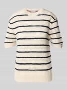 Regular fit gehaakte pullover van katoenmix
