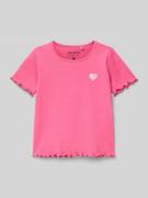 T-shirt in riblook met ronde hals