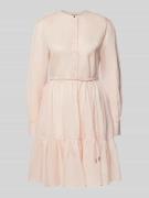 Knielange overhemdjurk met knoopsluiting en strikceintuur