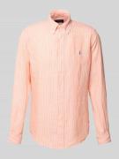 Custom fit linnen overhemd met button-downkraag