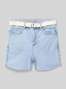 Korte slim fit jeans met geïntegreerde riem