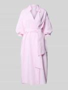 Overhemdjurk met platte kraag en strikceintuur