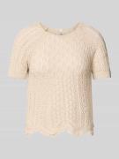 Regular fit gehaakt T-shirt van katoenmix, model 'NOLA'