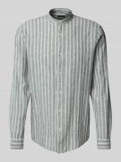 Slim fit vrijetijdsoverhemd van linnenmix met maokraag