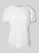 Blouseshirt met geribde ronde hals